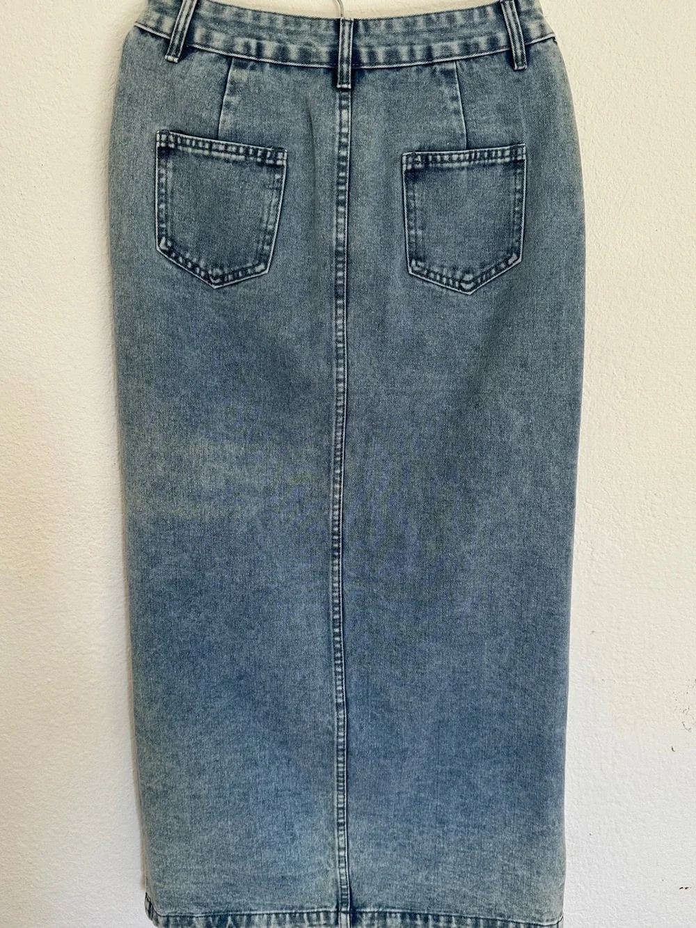 Women’s Button-Front Denim Midi Skirt - Blue